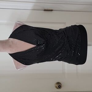 LOVE Tease Size M Black Sequin Racerback Drape Neck Sleeveless Top
